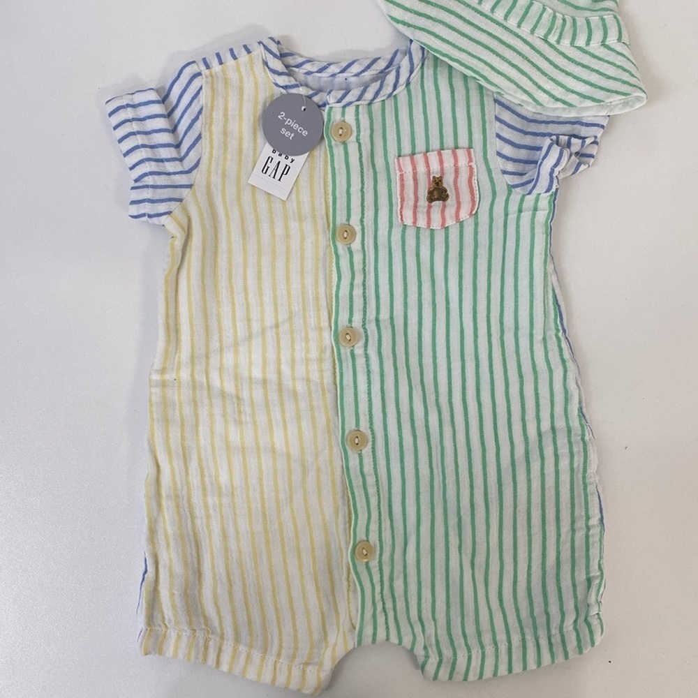 Gap Baby‎ Gauzy Crinkle Color bock Outfit Set 3-6 Months